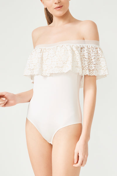 Lace Frill Strapless Bodysuit
