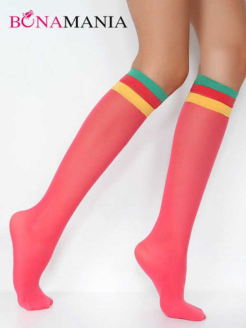 Canadian three colors knee highs